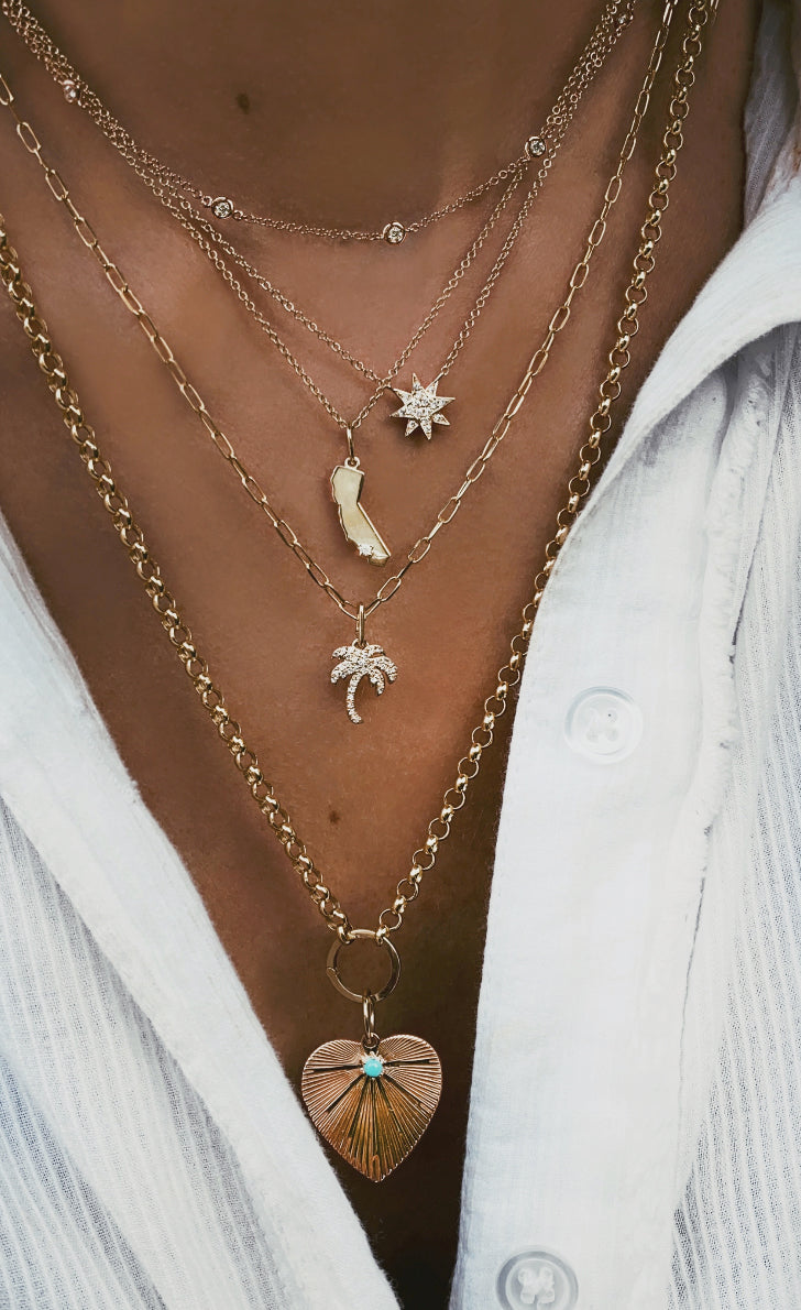 14kt gold diamond palm necklace – Luna Skye