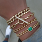 14kt gold alternating diamond large cuban link bracelet