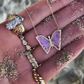 14kt gold and diamond amethyst baby butterfly necklace