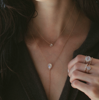 14kt gold and diamond mini topaz necklace - Luna Skye