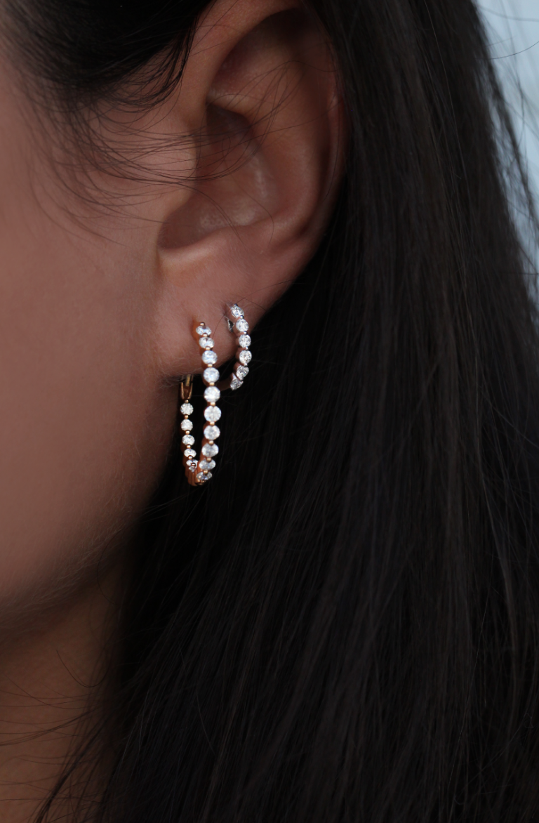 14kt gold floating diamond hoop earrings - Luna Skye