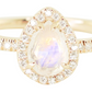 14kt gold and diamond single band teardrop moonstone ring - Luna Skye