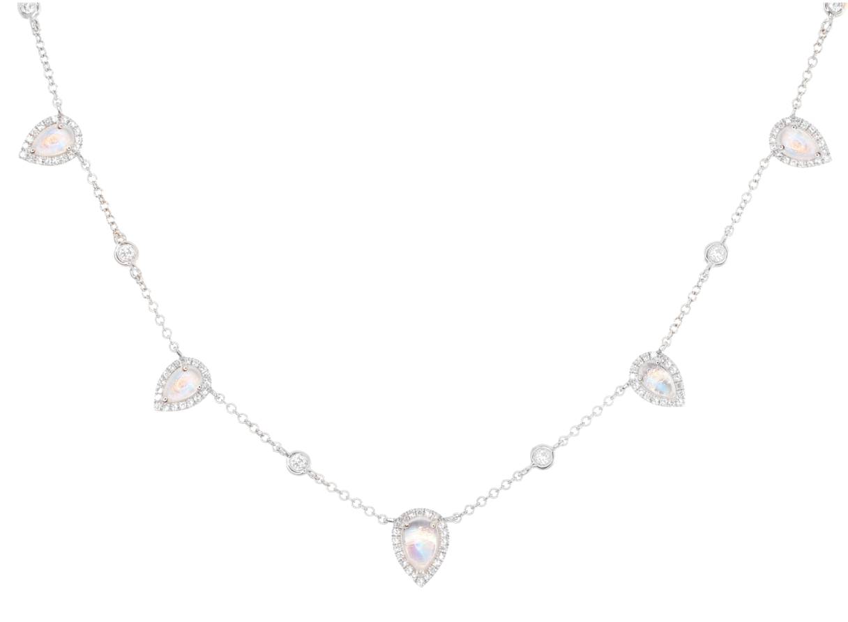 14kt gold and diamond teardrop moonstone choker necklace - Luna Skye