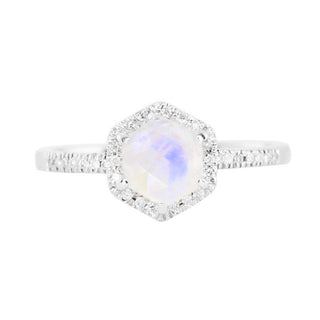 14kt gold and diamond moonstone hex ring - Luna Skye