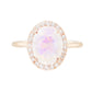 14kt gold and diamond solitaire moonstone ring with halo - Luna Skye