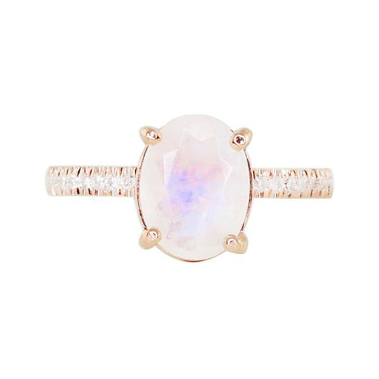 14kt gold and diamond solitaire moonstone eternity ring - Luna Skye