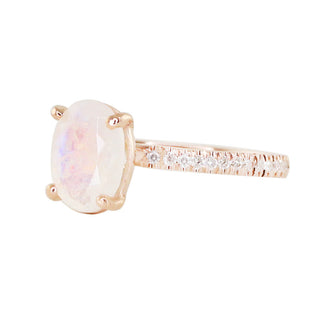 14kt gold and diamond solitaire moonstone eternity ring - Luna Skye