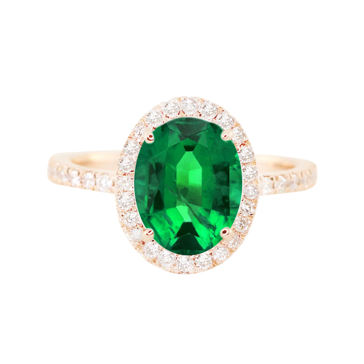 14kt gold and diamond solitaire chrome green tourmaline eternity ring with halo - Luna Skye
