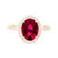 14kt gold and diamond solitaire ruby eternity ring with halo