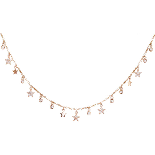 14kt gold diamond star and bezel drip choker necklace - Luna Skye