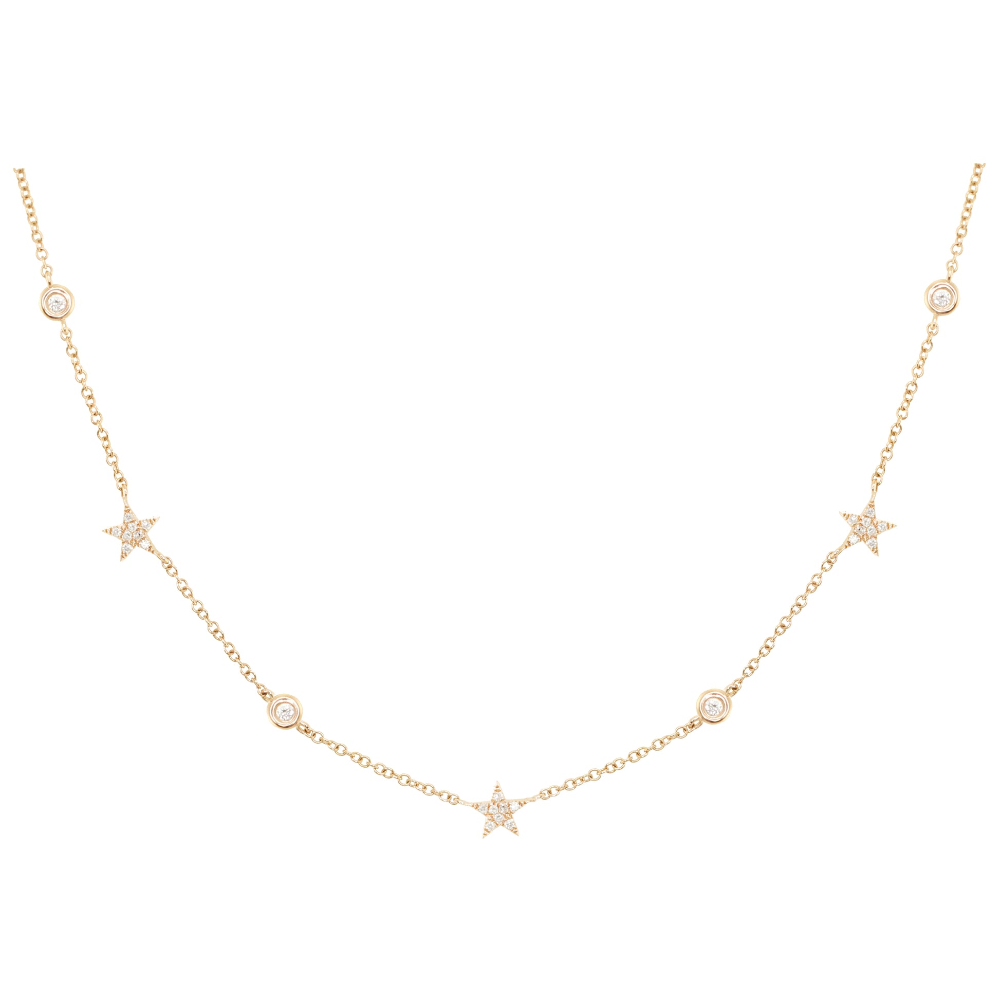 14kt gold and diamond star bezel necklace - Luna Skye