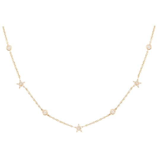 14kt gold and diamond star bezel necklace - Luna Skye