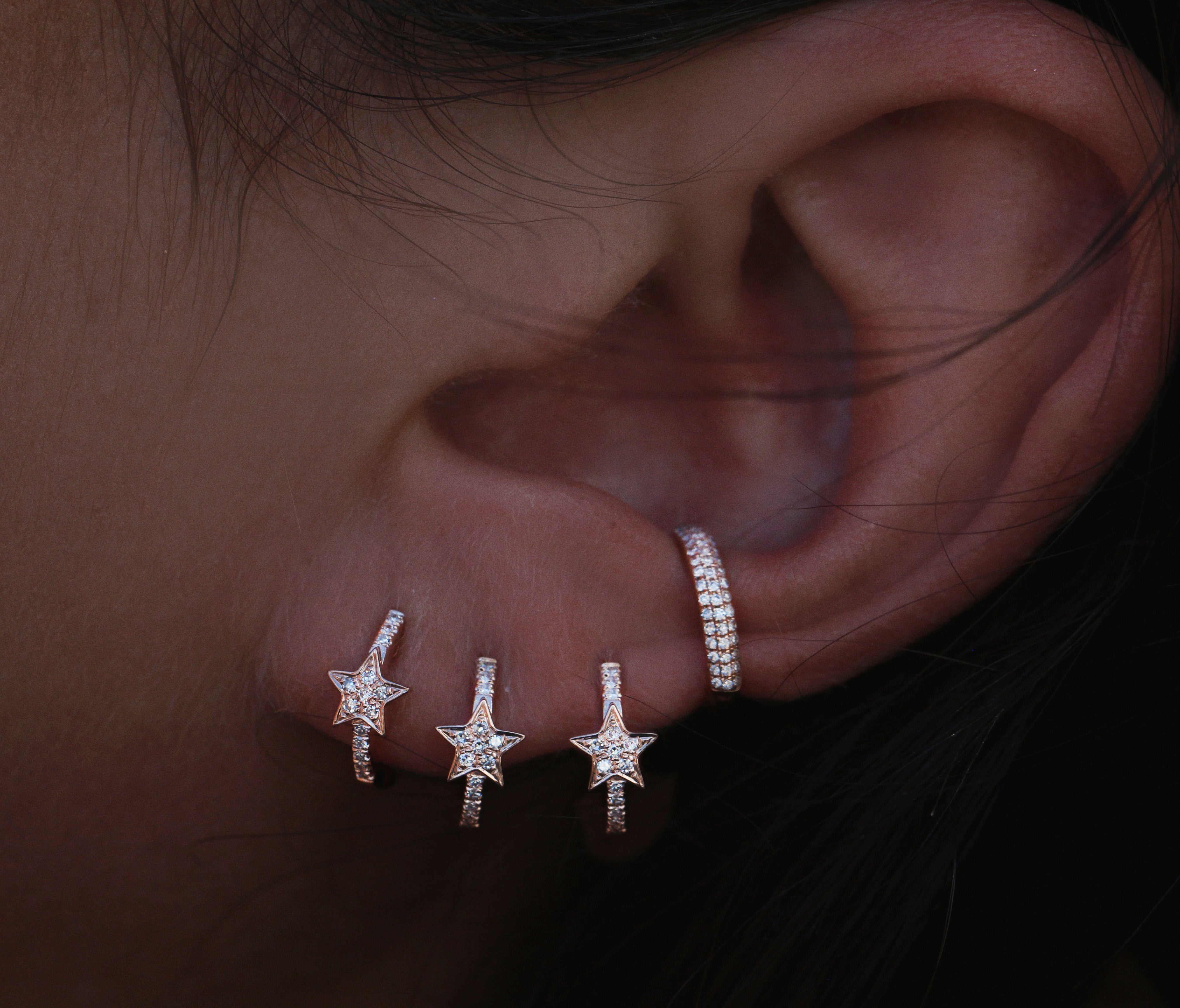 14kt gold and diamond mini star hoops – Luna Skye