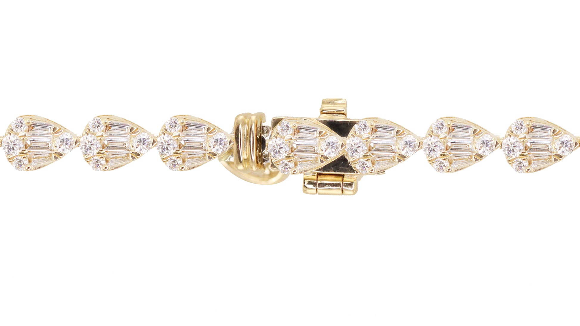 14kt gold full teardrop baguette diamond bracelet - Luna Skye