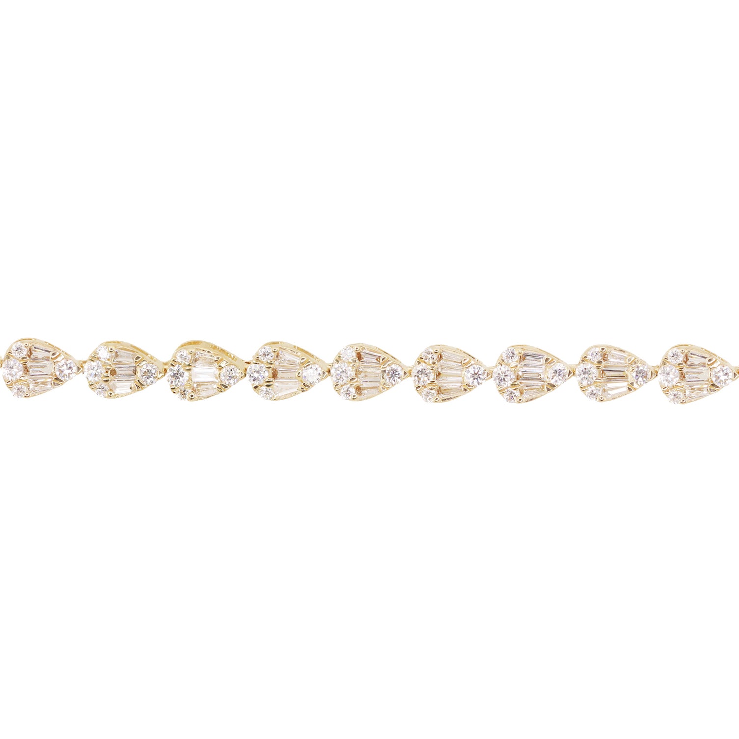 14kt gold full teardrop baguette diamond bracelet - Luna Skye