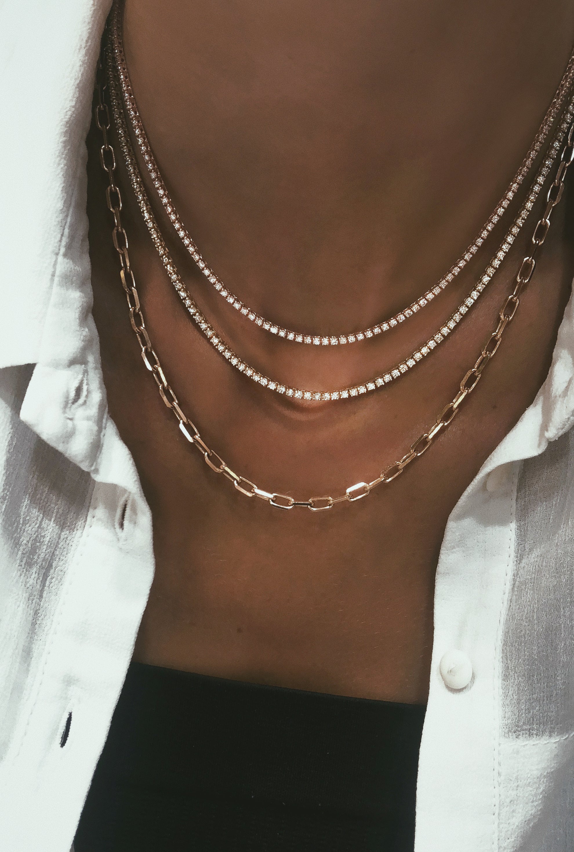 Thick Paperclip Tennis Necklace