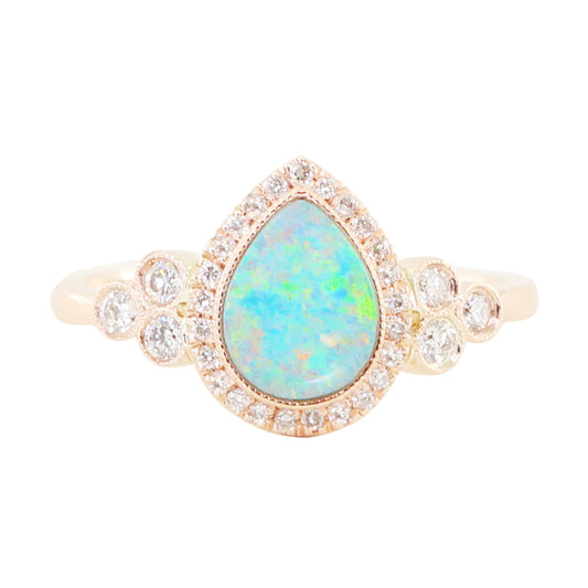 14kt gold and diamond teardrop opal bezel ring - Luna Skye