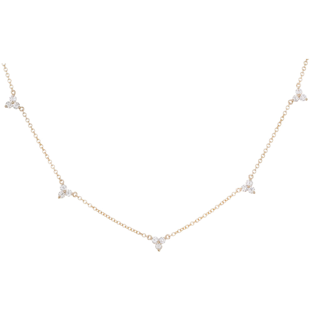 14kt gold and three diamond cluster necklace – Luna Skye