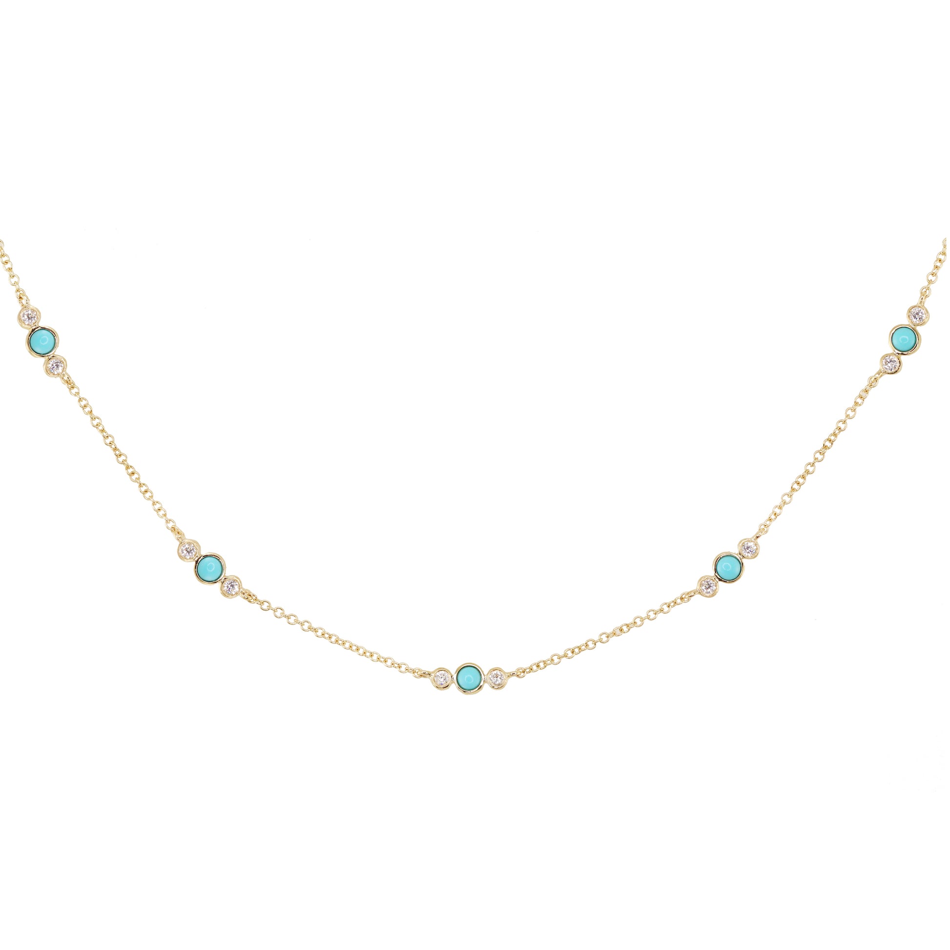 14kt gold and diamond turquoise bezel necklace - Luna Skye