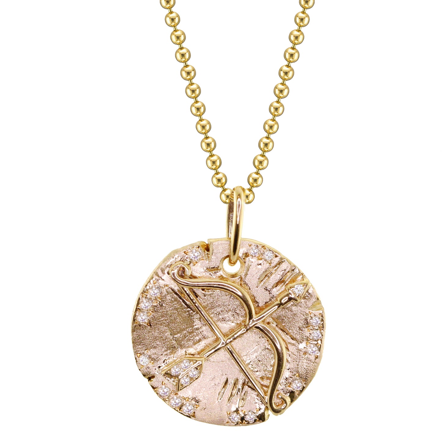 14kt gold and diamond warrior coin necklace