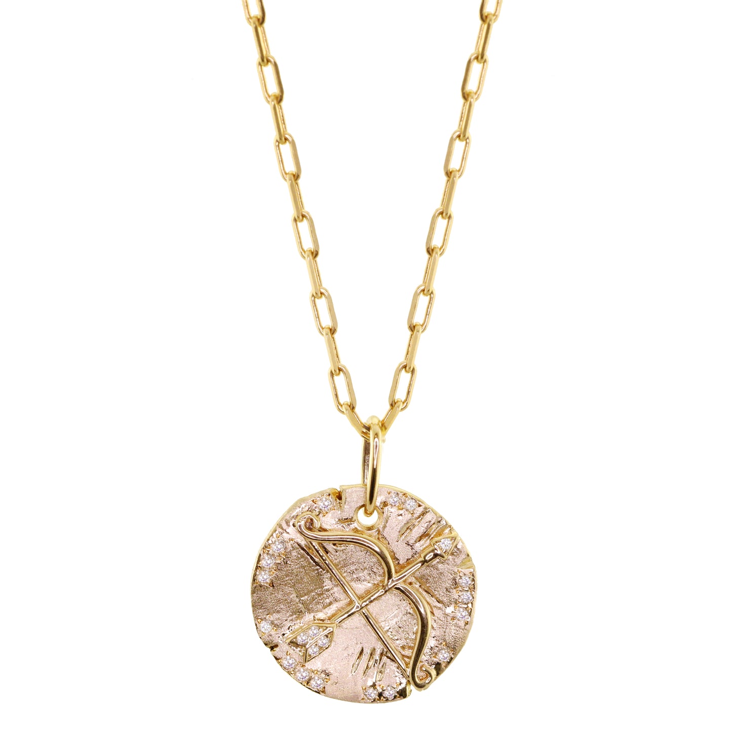 14kt gold and diamond warrior coin necklace