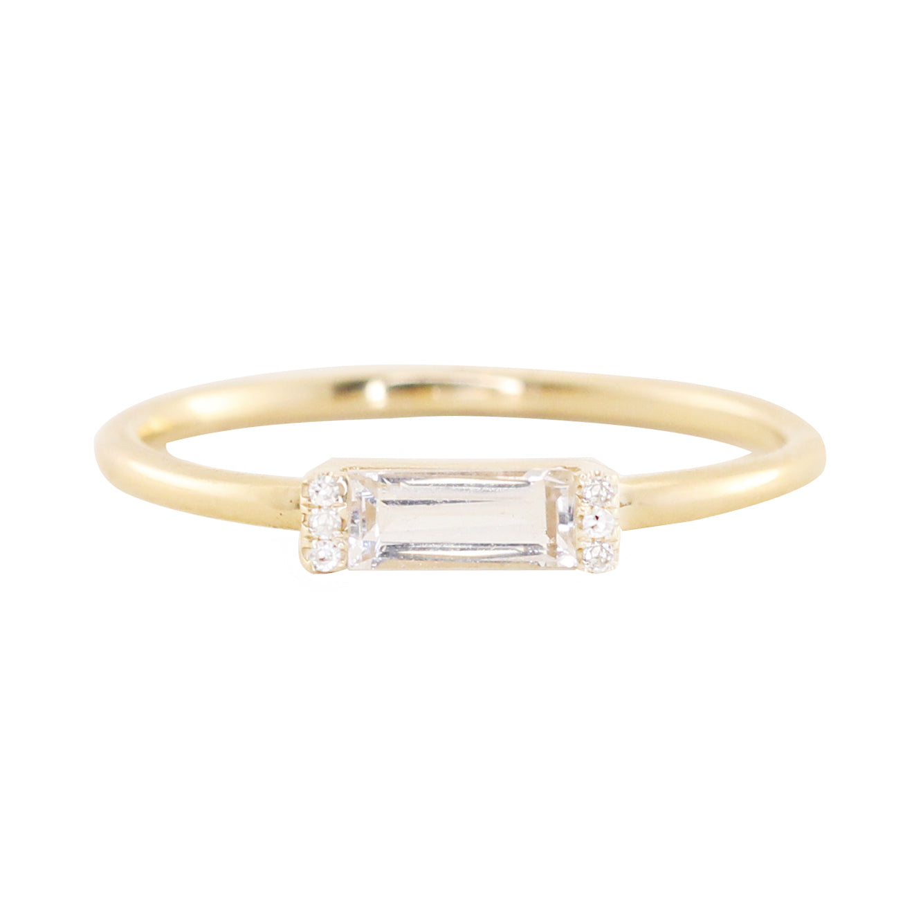 14kt gold and diamond white topaz baguette ring - Luna Skye