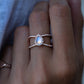 14kt gold and diamond Double Band Teardrop Moonstone ring - Luna Skye