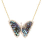 14kt gold and diamond abalone baby butterfly necklace