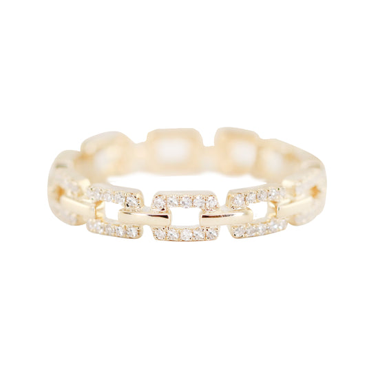 14kt gold and diamond baby link ring