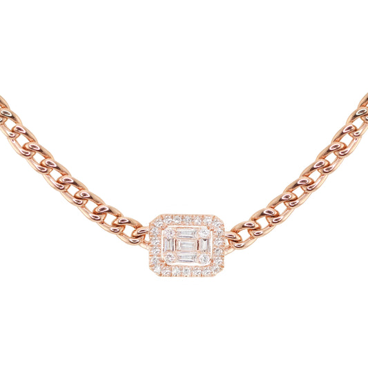 14kt rose gold baguette diamond chain necklace - Luna Skye