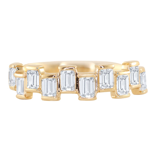 NEW! 14kt gold and baguette diamond bezel band