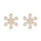 14kt gold baguette diamond flower studs