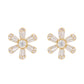 14kt gold baguette diamond flower studs