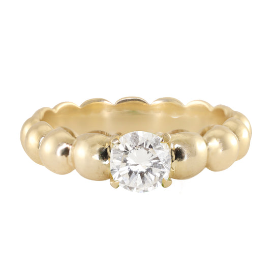 14kt gold solitaire diamond bead ring