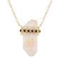 14kt gold black diamond quartz crystal bar necklace