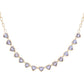 14kt gold blue sapphire heart bezel half tennis necklace