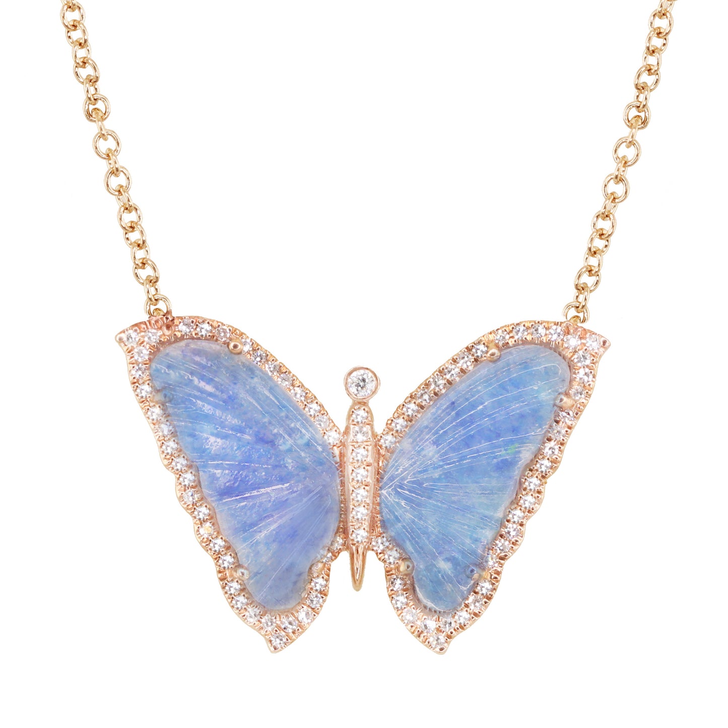 14kt gold and diamond paraiba tourmaline baby butterfly necklace