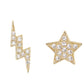 14kt gold and diamond star and bolt studs