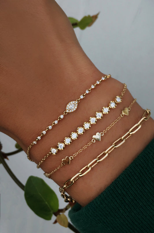 14kt gold thin paperclip chain bracelet - Luna Skye