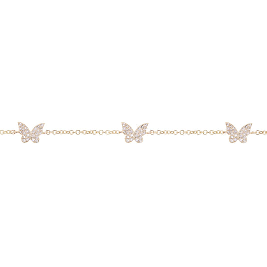 NEW! 14kt gold and diamond butterfly row bracelet