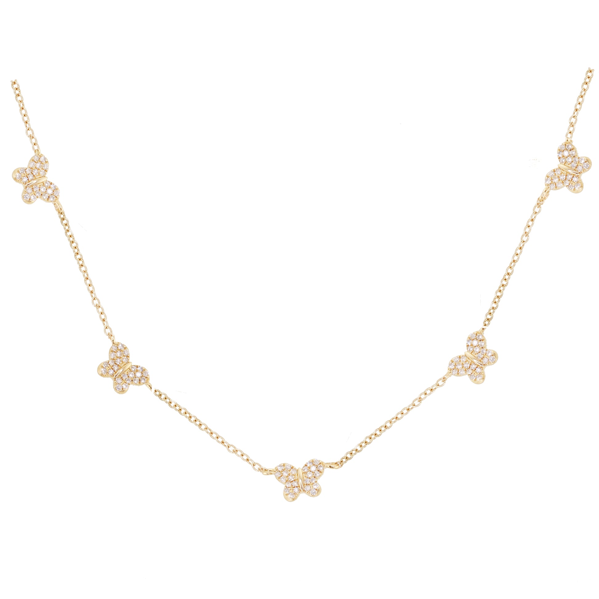 14kt and diamond butterfly row necklace - Luna Skye