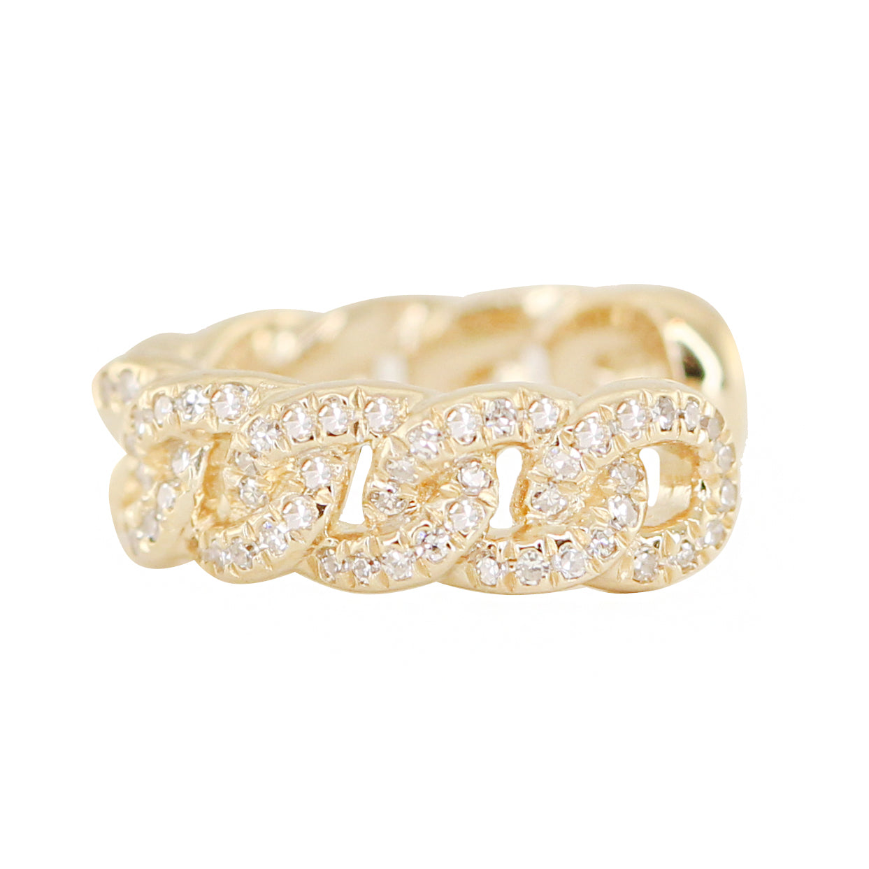 14kt gold and diamond cuban link ear band