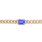 14kt gold diamond cuban link tanzanite bracelet