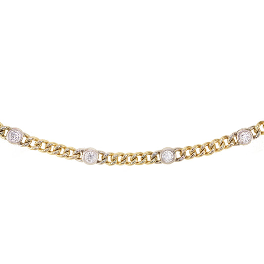 14kt gold and diamond bezel row chain bracelet