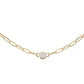 14kt gold paperclip diamond bezel necklace