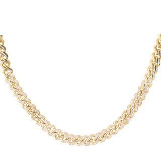 14kt gold and diamond cuban chain link necklace