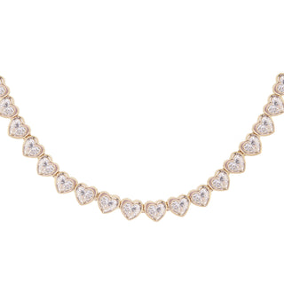 14kt gold heart diamond bezel tennis necklace