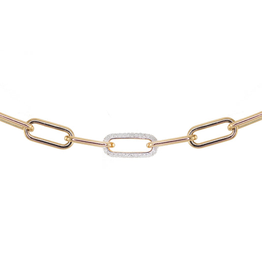 14kt gold grande diamond link paperclip bracelet