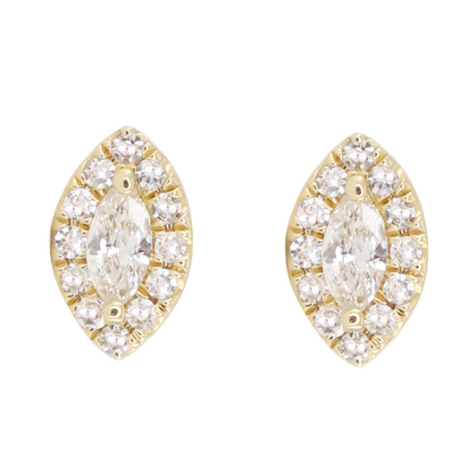 14kt gold and diamond mini marquise studs