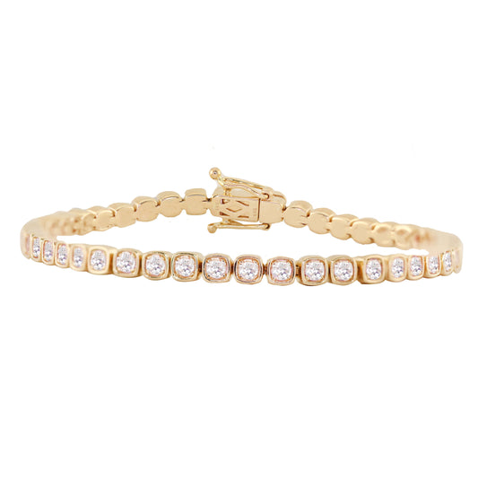 14kt gold diamond mini box bracelet